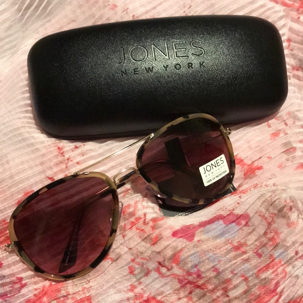 🦉FINAL PRICE🦉 NWT~ JONES NEW YORK TORTOISE AVIATOR SUNGLASSES - Picture 2 of 9